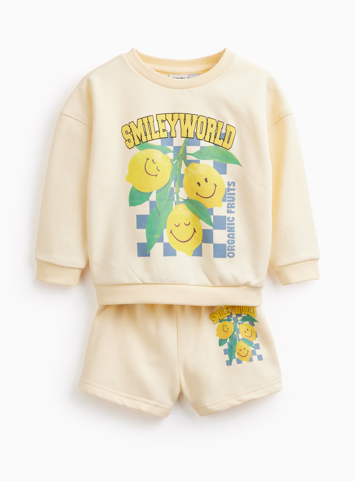 Lemon Smiley Graphic Sweat & Shorts Set 
