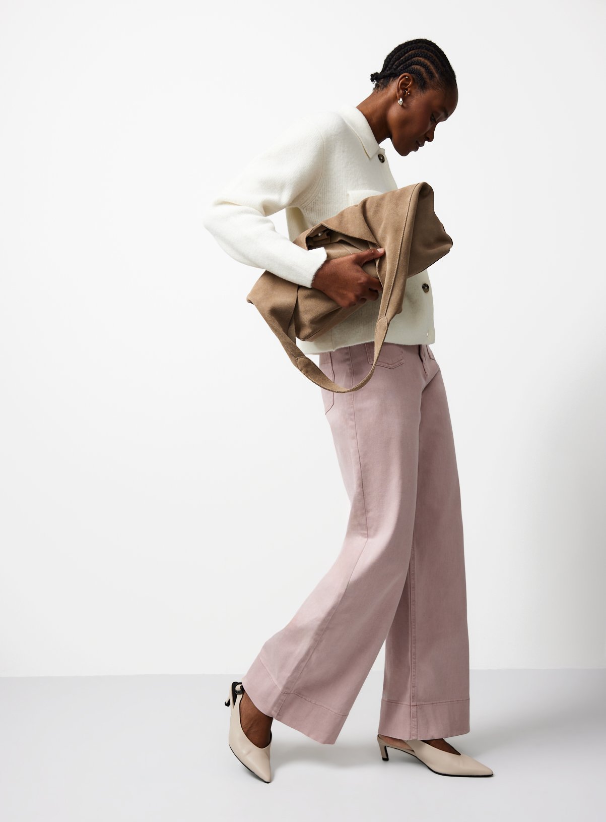 Pink Flared Leg Denim Jeans 