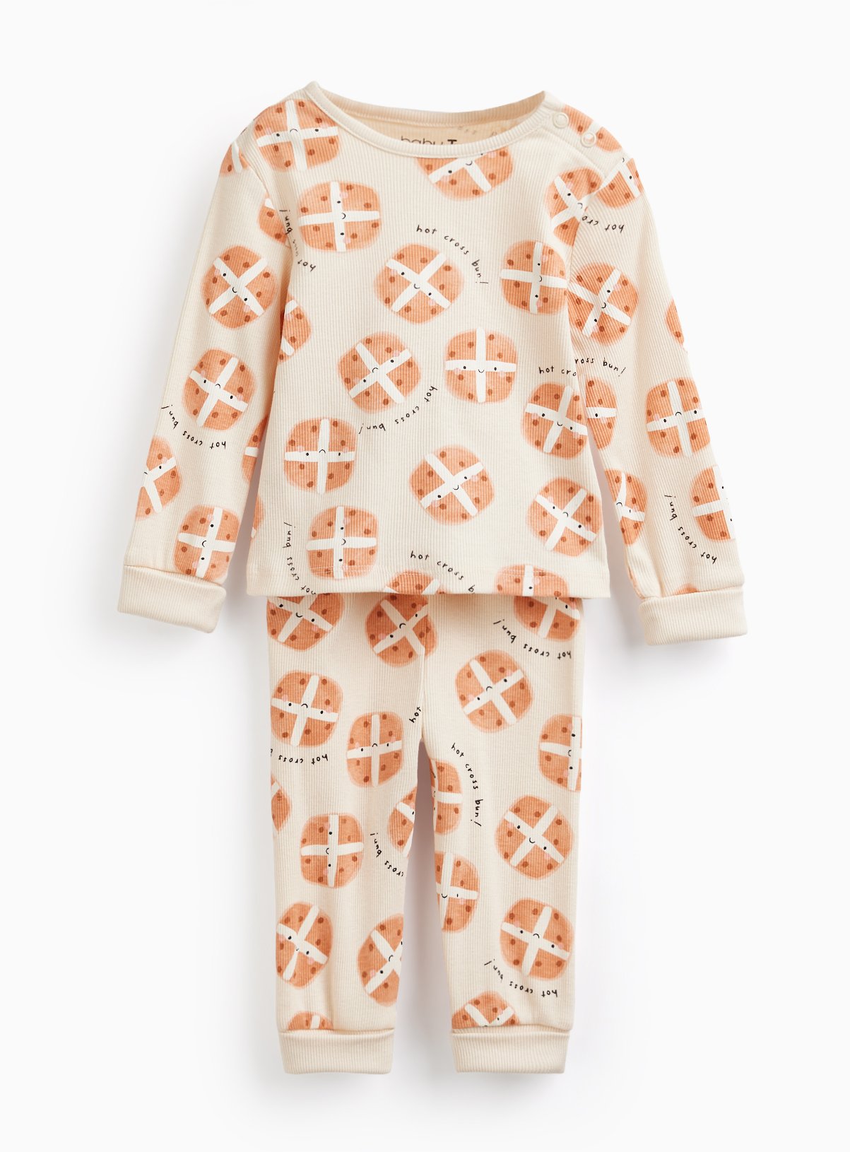 Beige Hot Cross Bun Printed Pyjama Set 