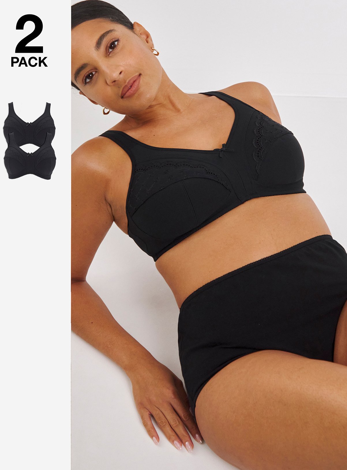 SIMPLY BE 2 Pack Sally Minimiser Non-Wired Bras 42E