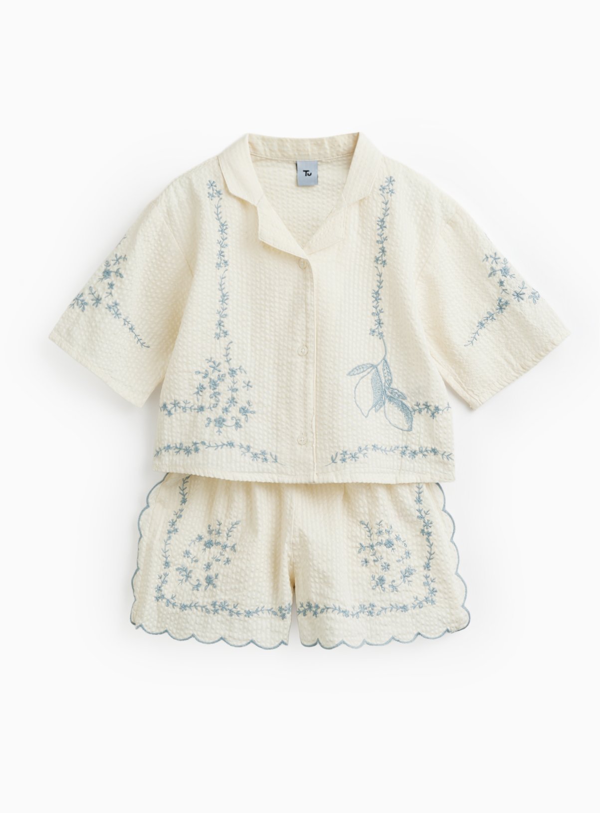 White Embroidered Blouse & Shorts Set 3-4 years