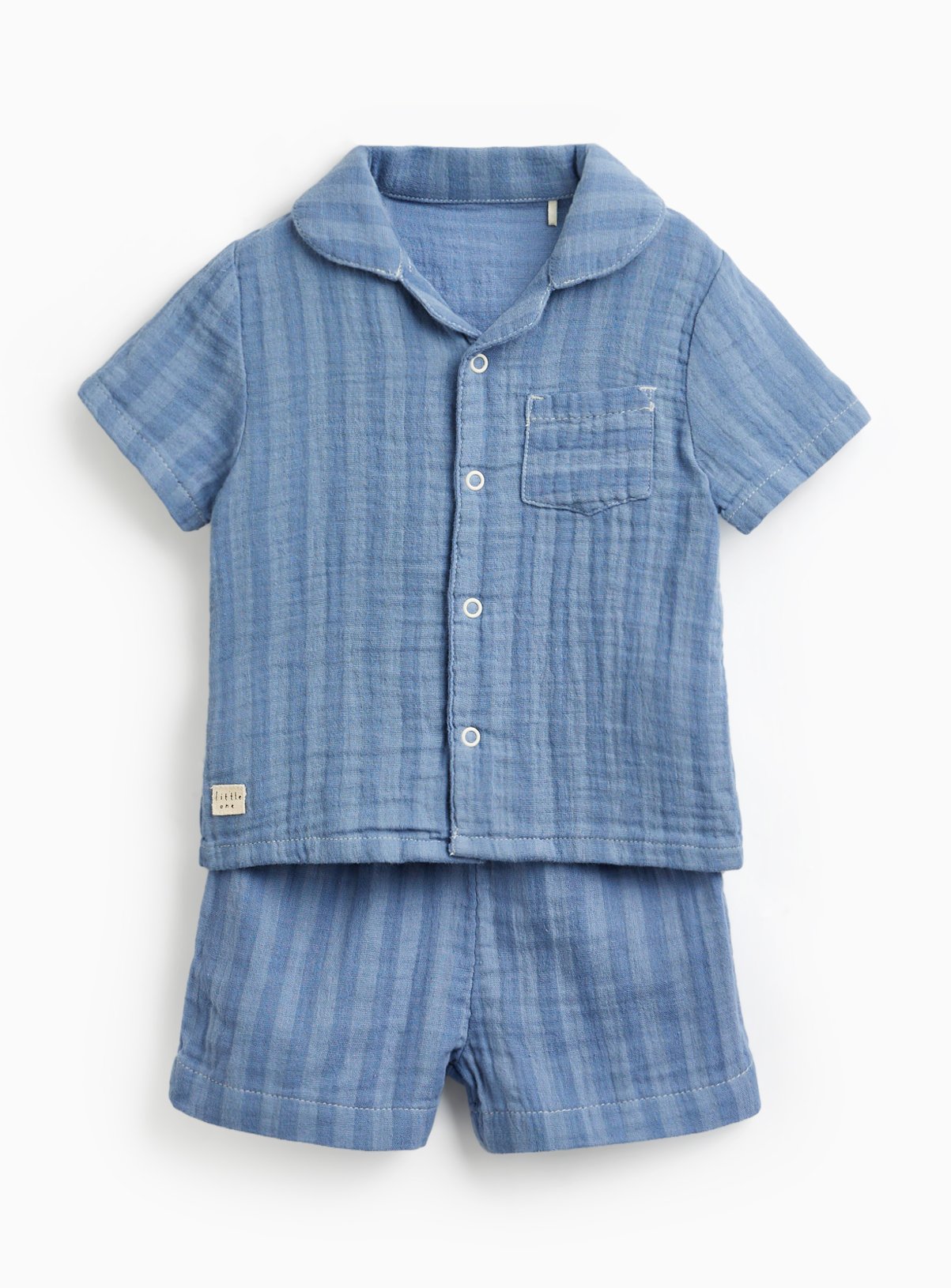 Blue Striped Short Sleeve Traditional Pyjama Set 12-18 months