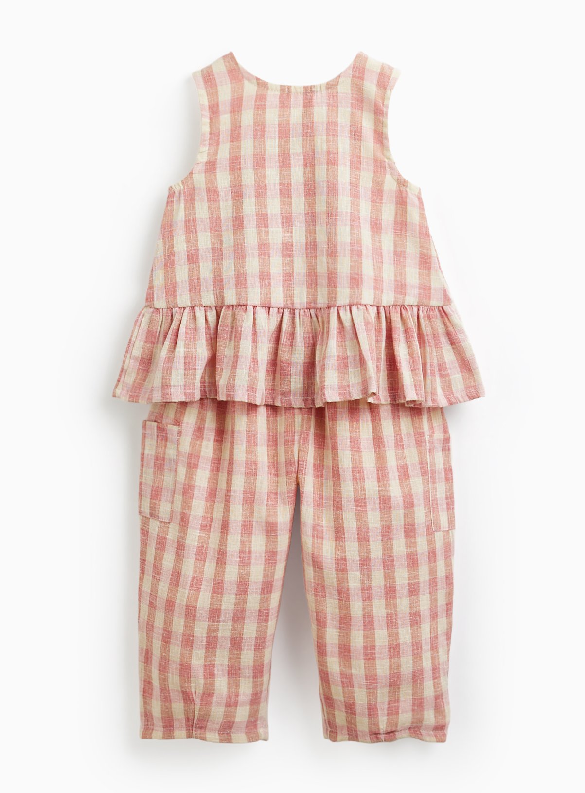 Gingham Peplum Hem Top & Trousers Set 