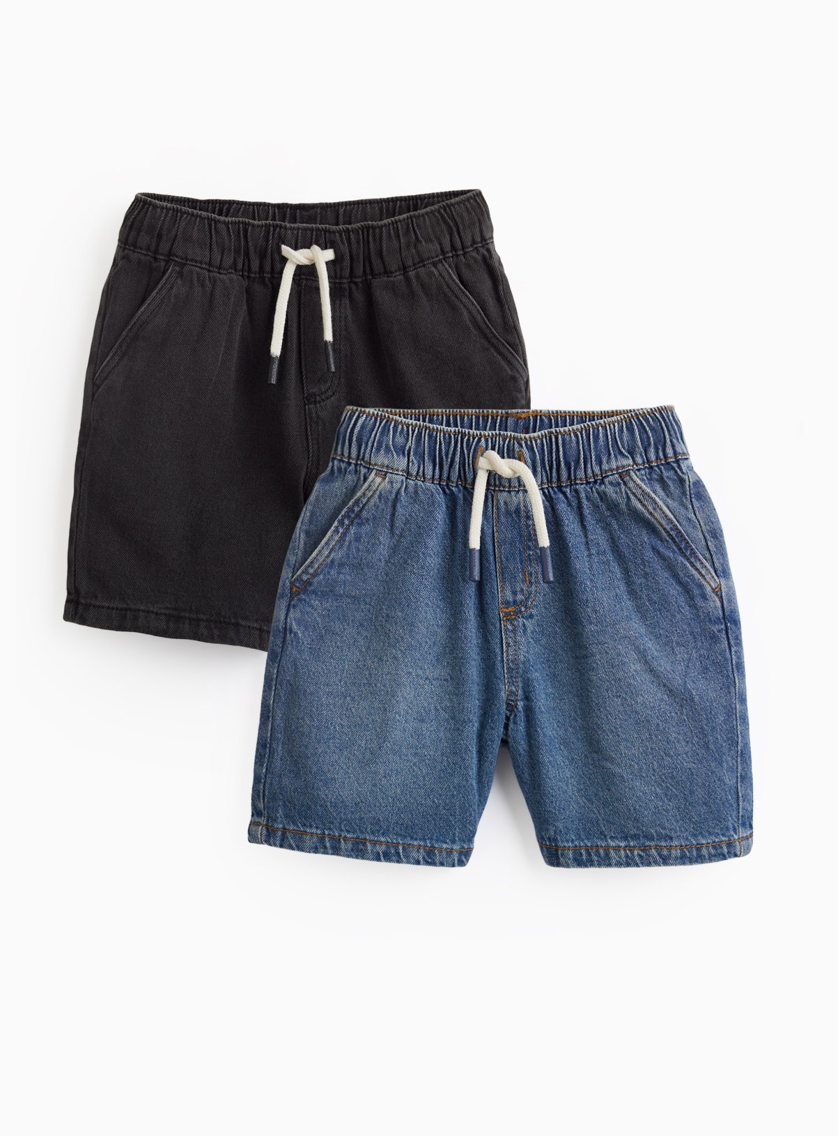 Black & Blue Denim Pull On Shorts 2 Pack