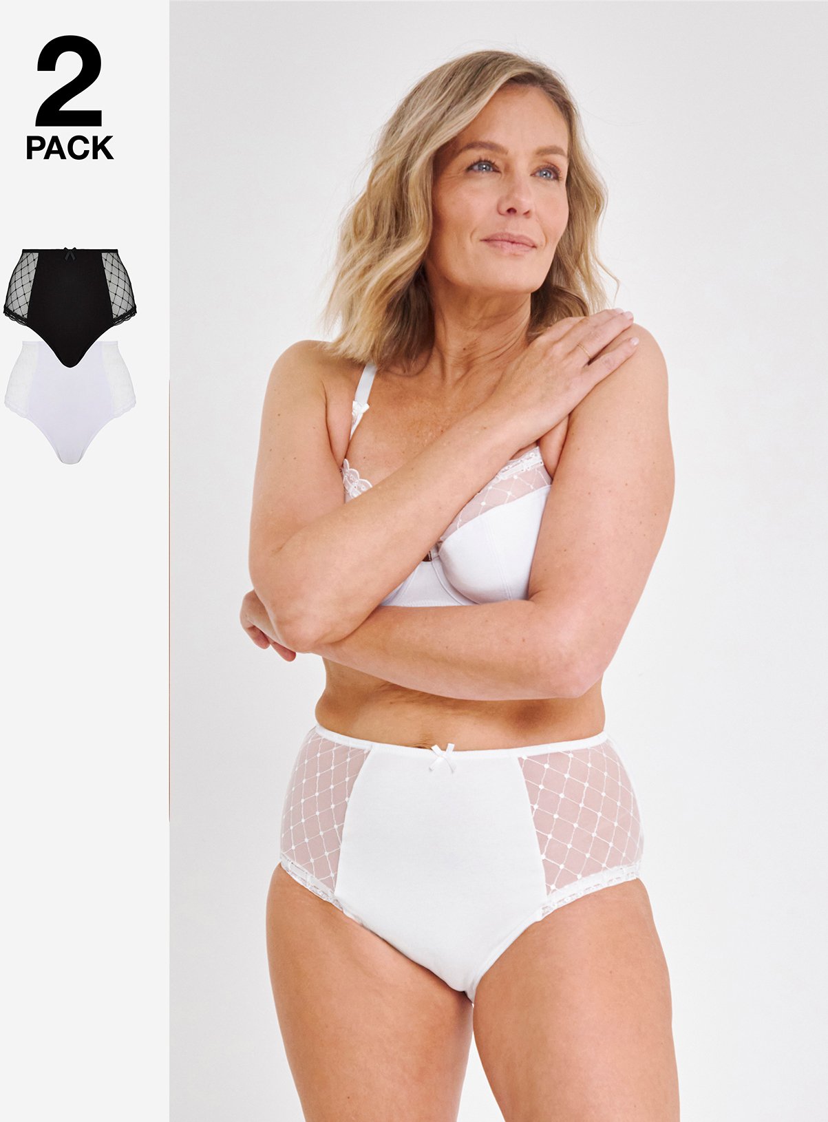 SIMPLY BE Rachel 2 Pack Everyday Full Brief All Over Embroidery 
