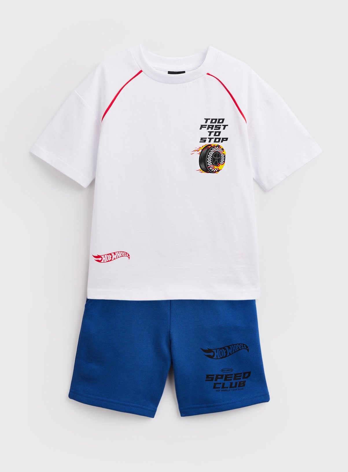 Hot Wheels Graphic Print T-Shirt & Shorts Set