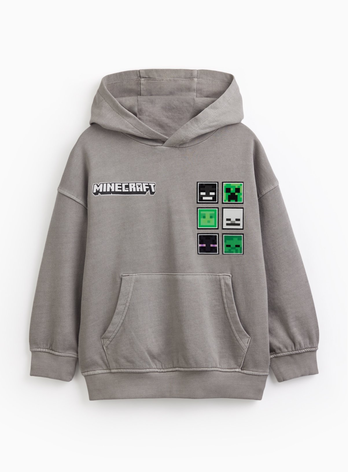 Grey Minecraft Graphic Print Hoodie 
