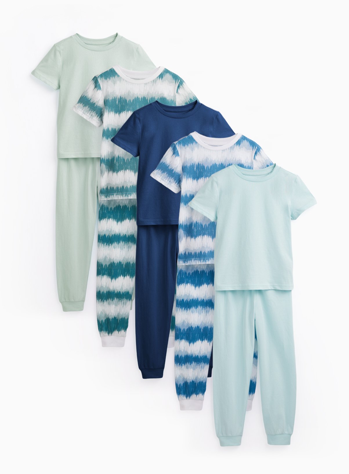 Green & Blue Tie Dye Print Pyjamas 5 Pack 12-13 years