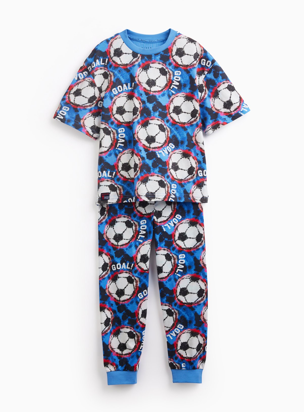 Blue Football Print Pyjamas 9-10 years
