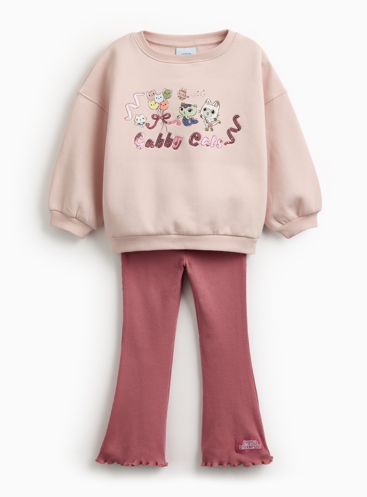 Gabby's Dollhouse Pink Sweatshirt & Ribbed Flared Leggings 