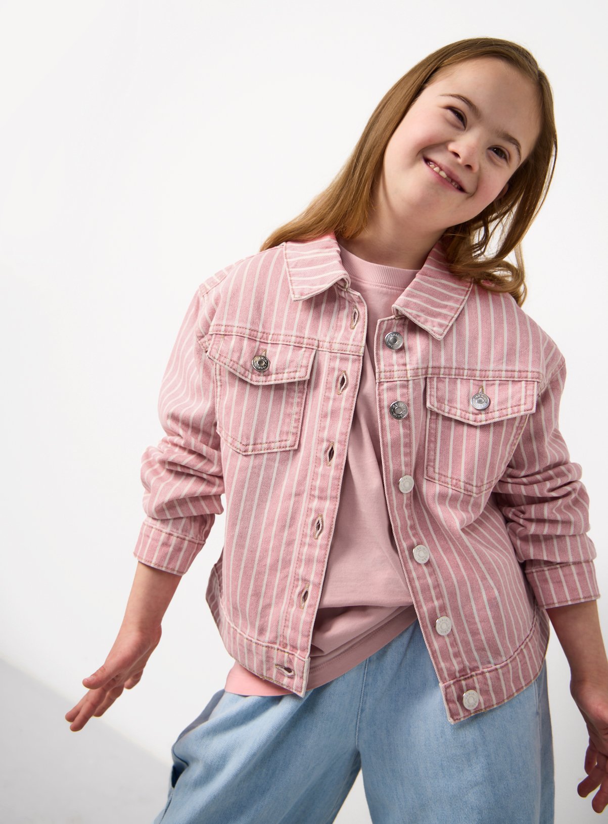 Pink Stripe Denim Jacket 