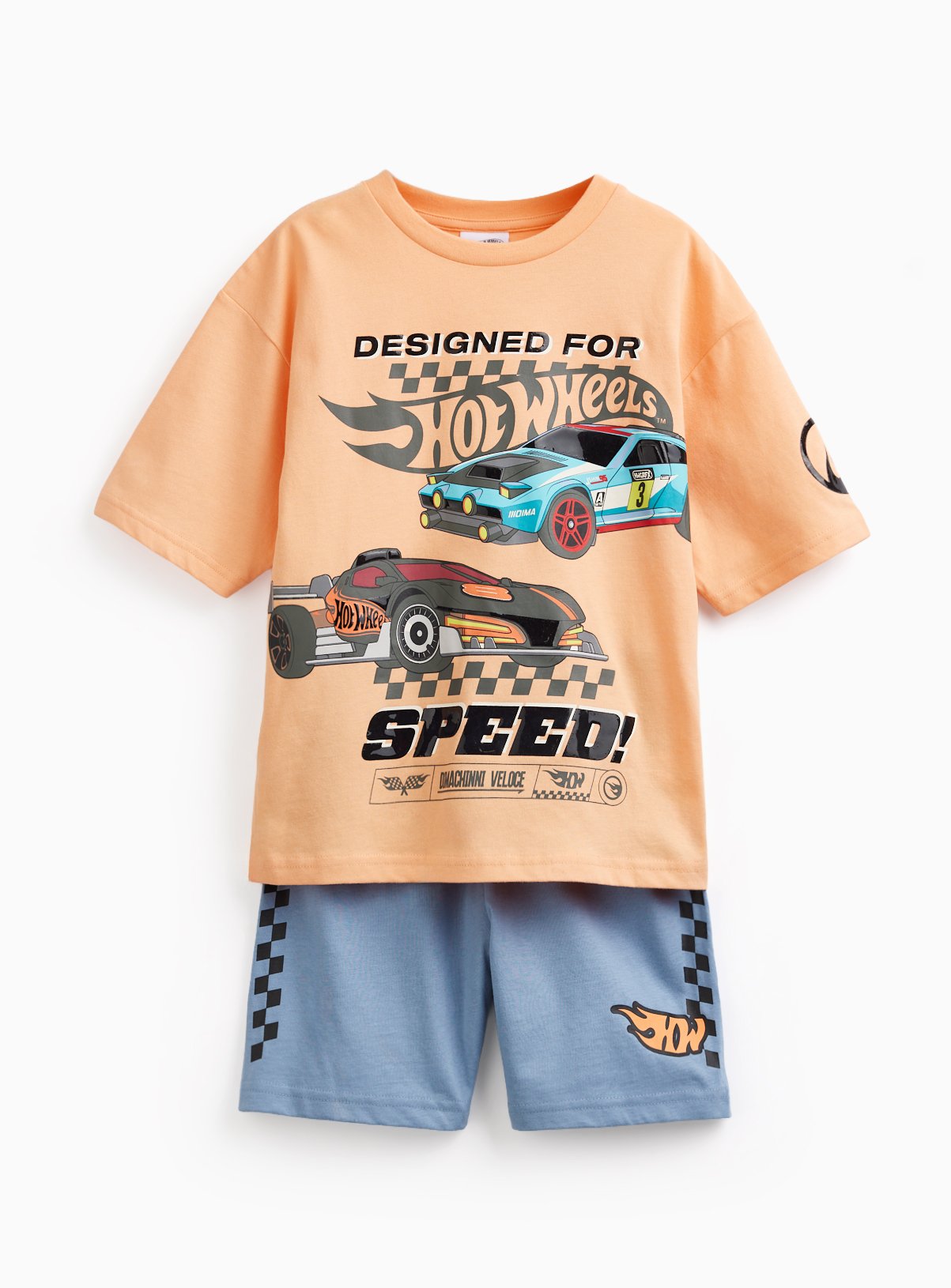 Orange Hot Wheels Print Shortie Pyjamas 