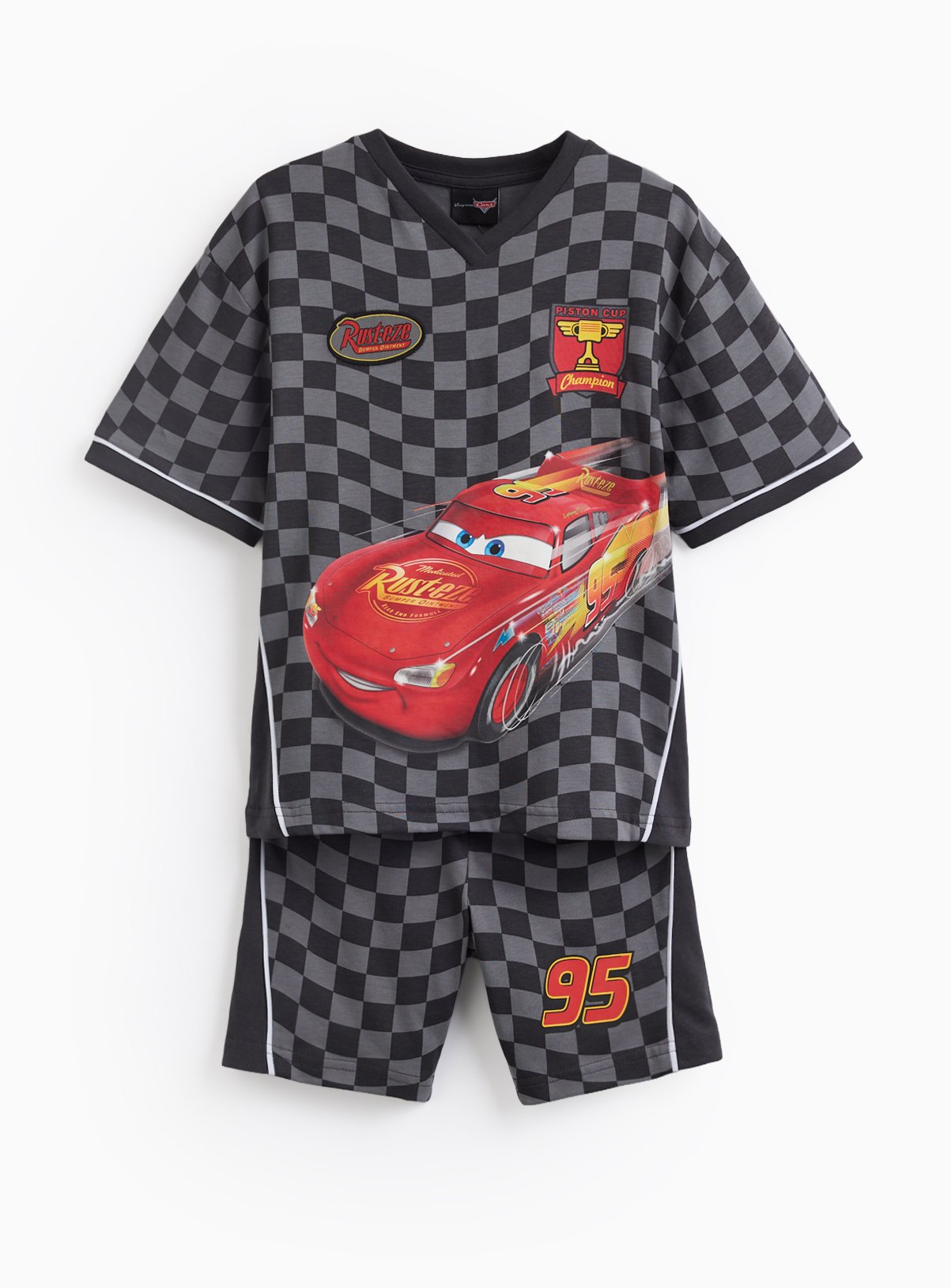 Black Cars Print Football Style T-Shirt & Shorts Pyjama Set 