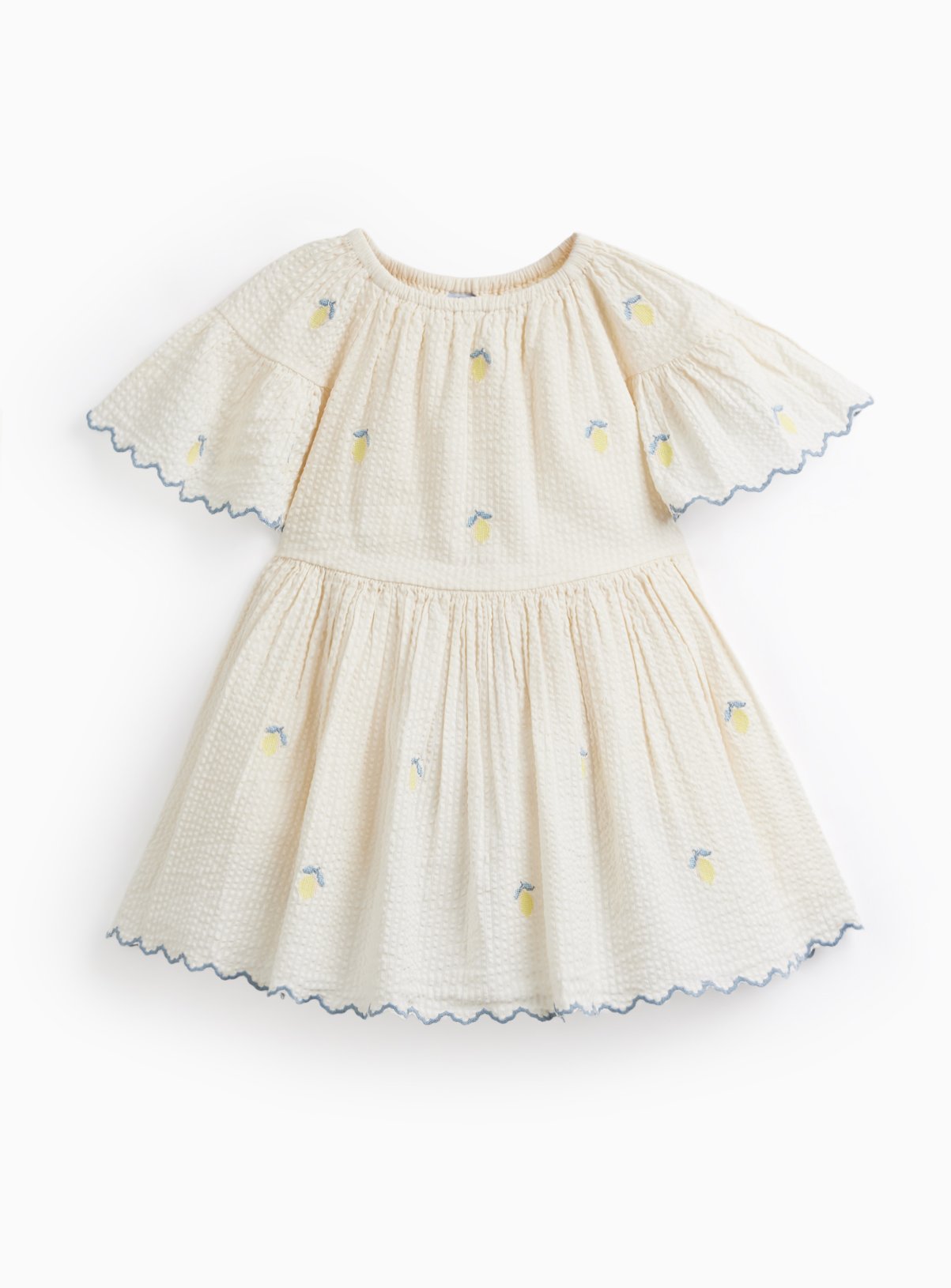 White Lemon Embroidered Frill Sleeve Dress 