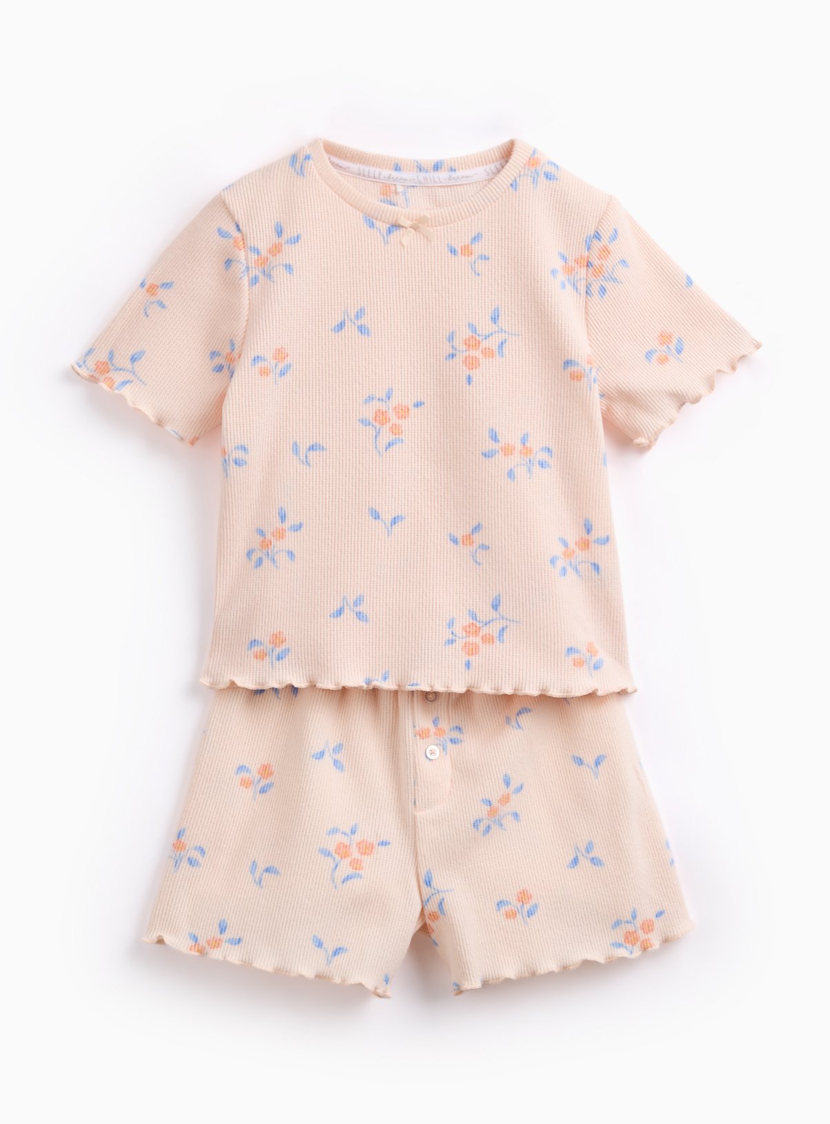 Pink Floral Waffle Texture Shortie Pyjamas 
