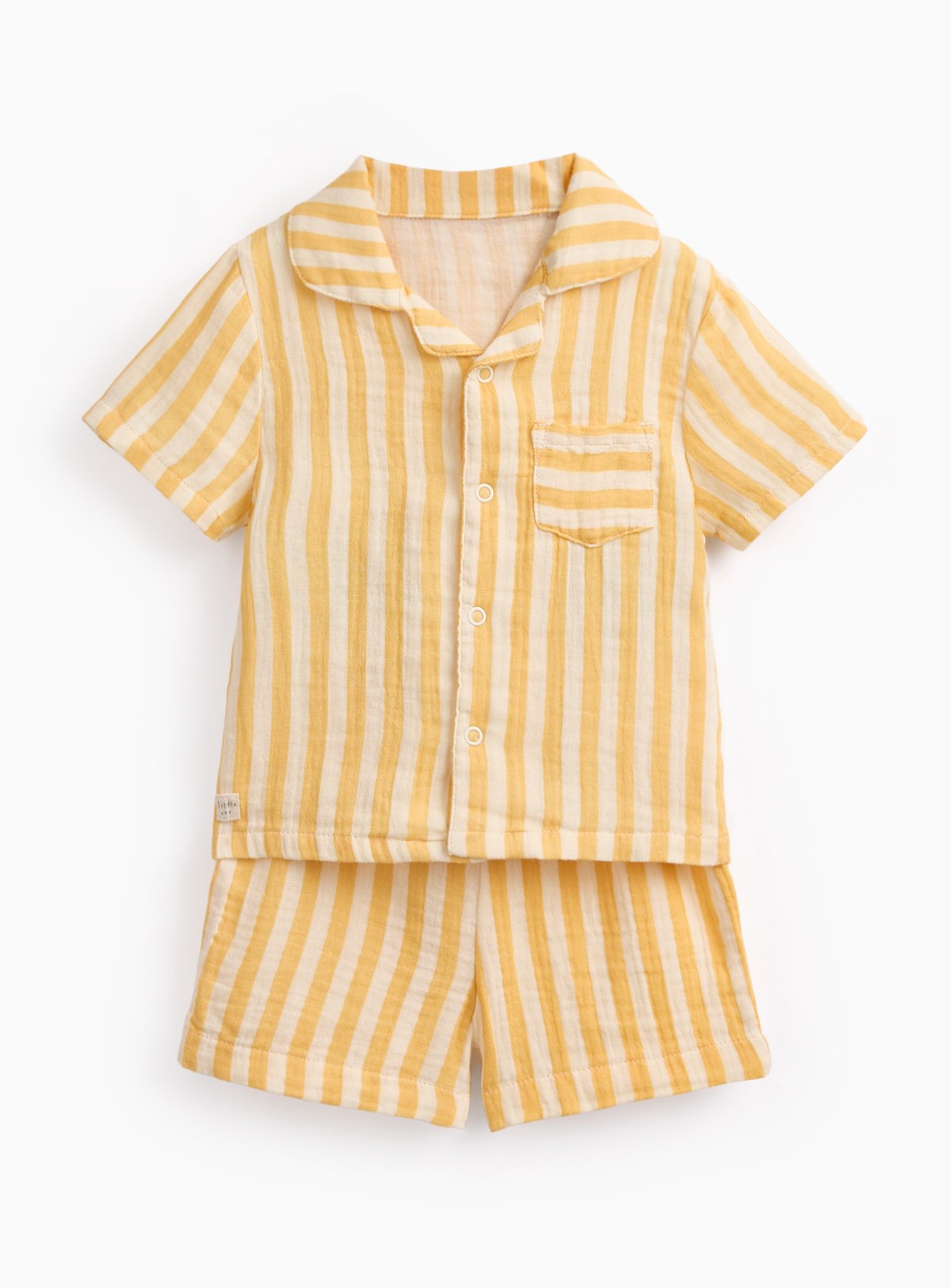 Yellow Stripe Short Sleeve Traditional Pyjama Set Up to 3 mths