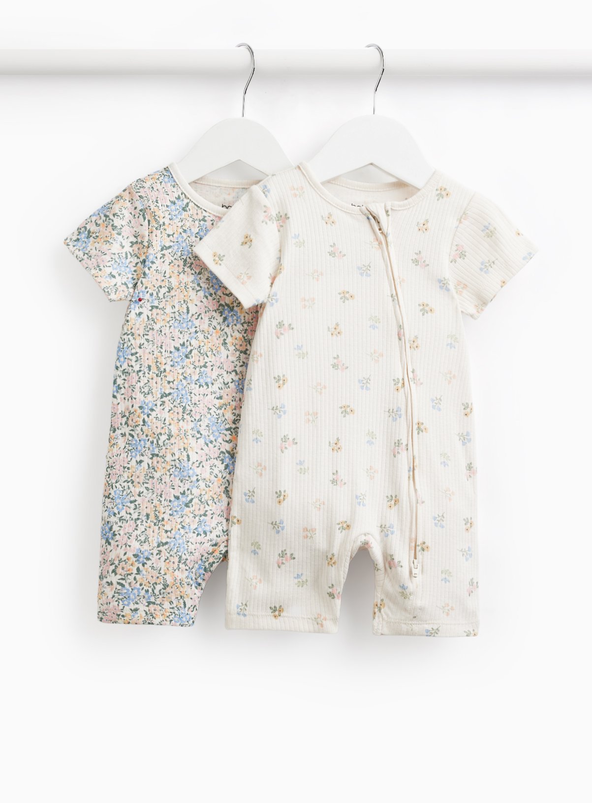 Floral Print Ribbed Rompers 2 Pack 6-9 months