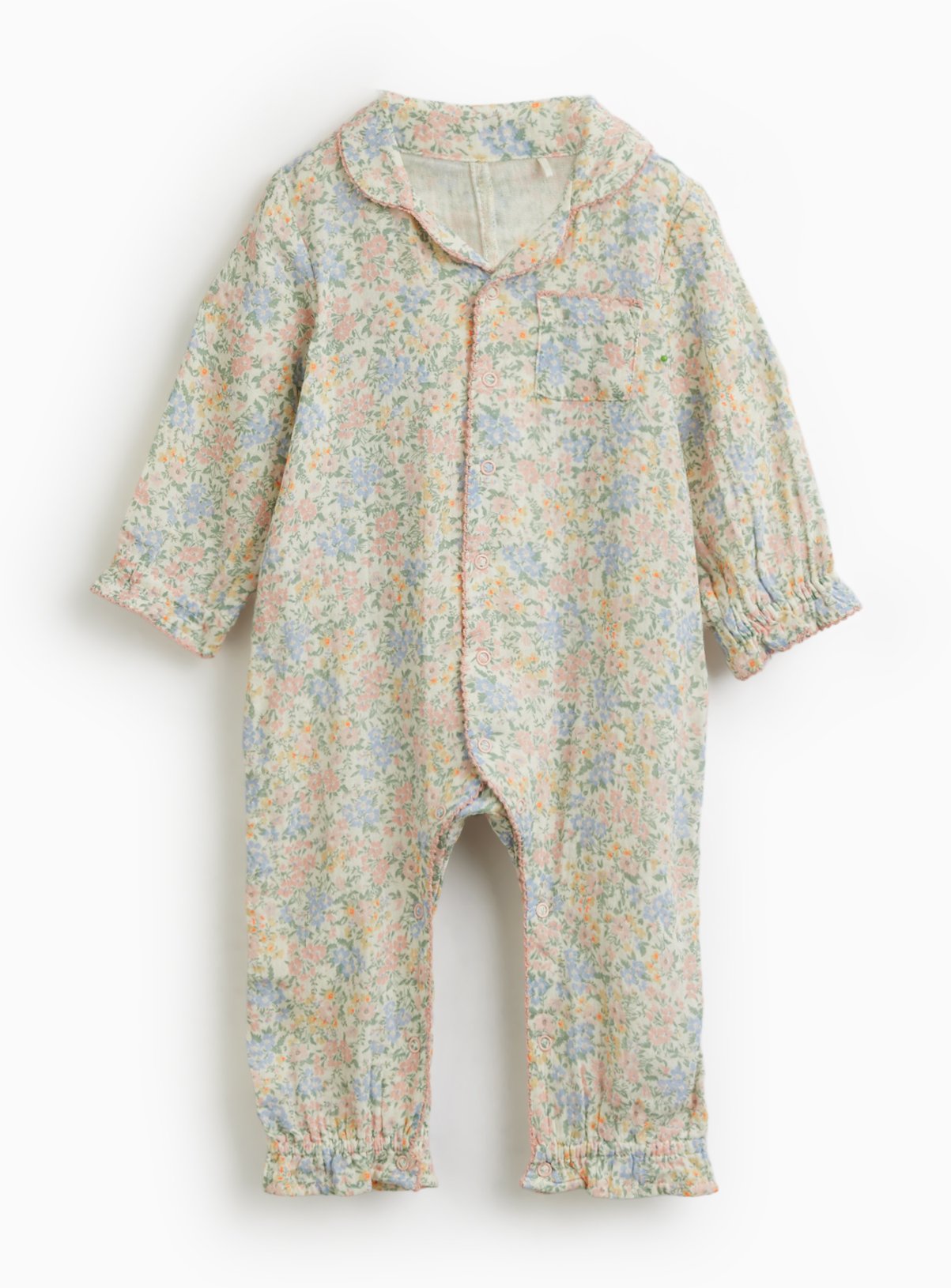 Floral Print Woven Long Sleeve Romper 