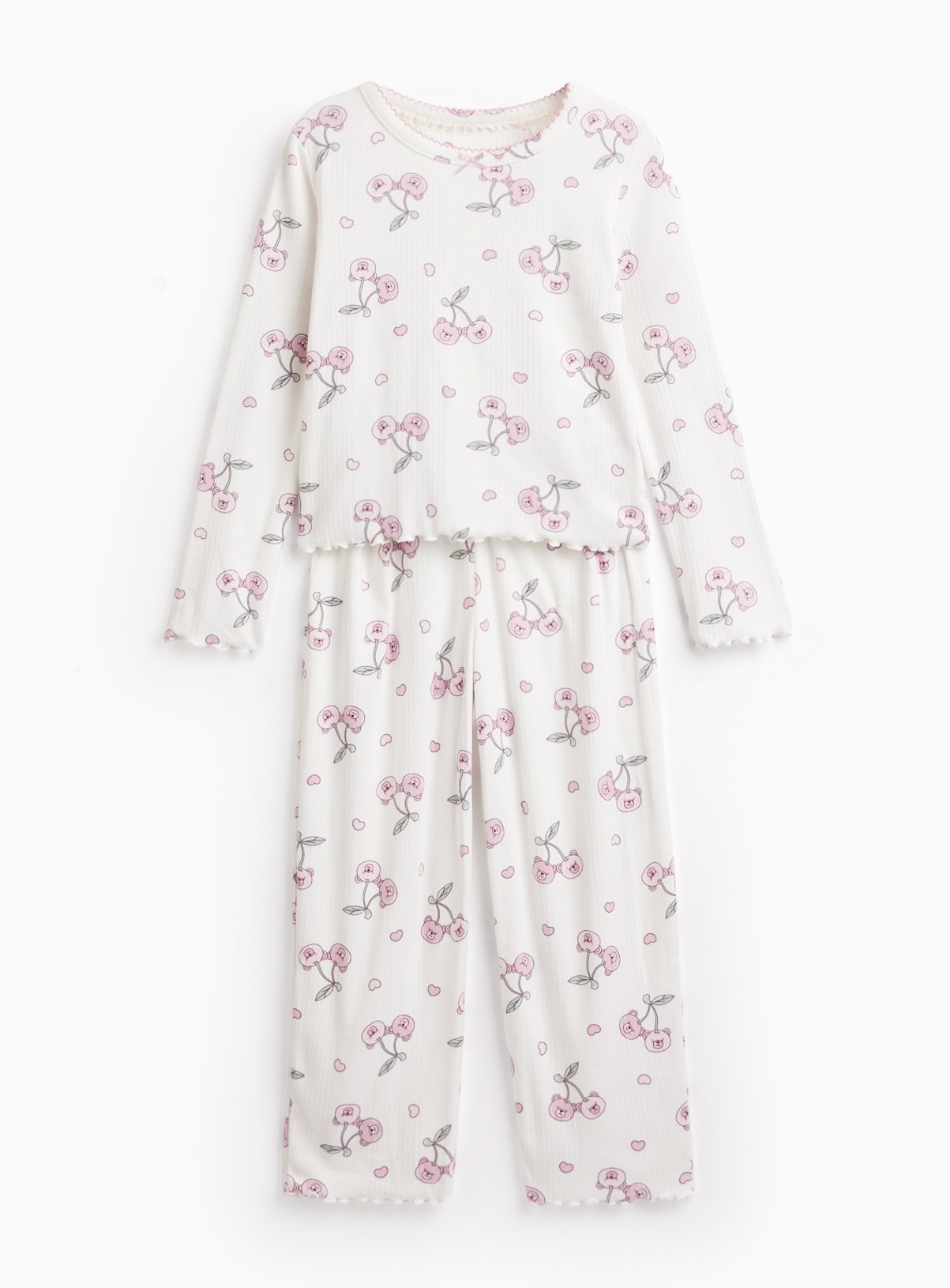 White Cherry Bear Print Pyjamas 2-3 years