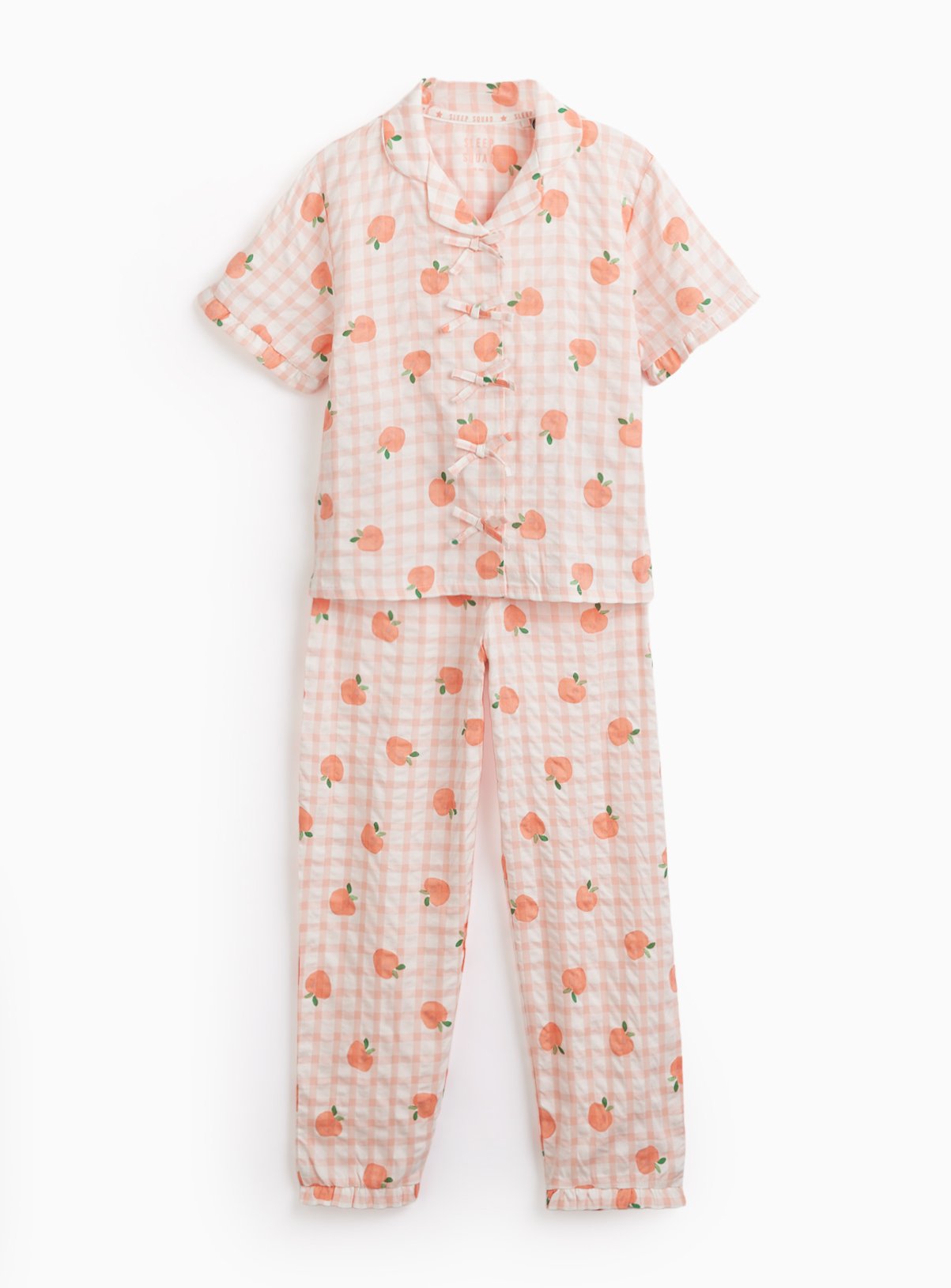 Pink Gingham Fruit Print Short Sleeve Traditional Pyjamas 