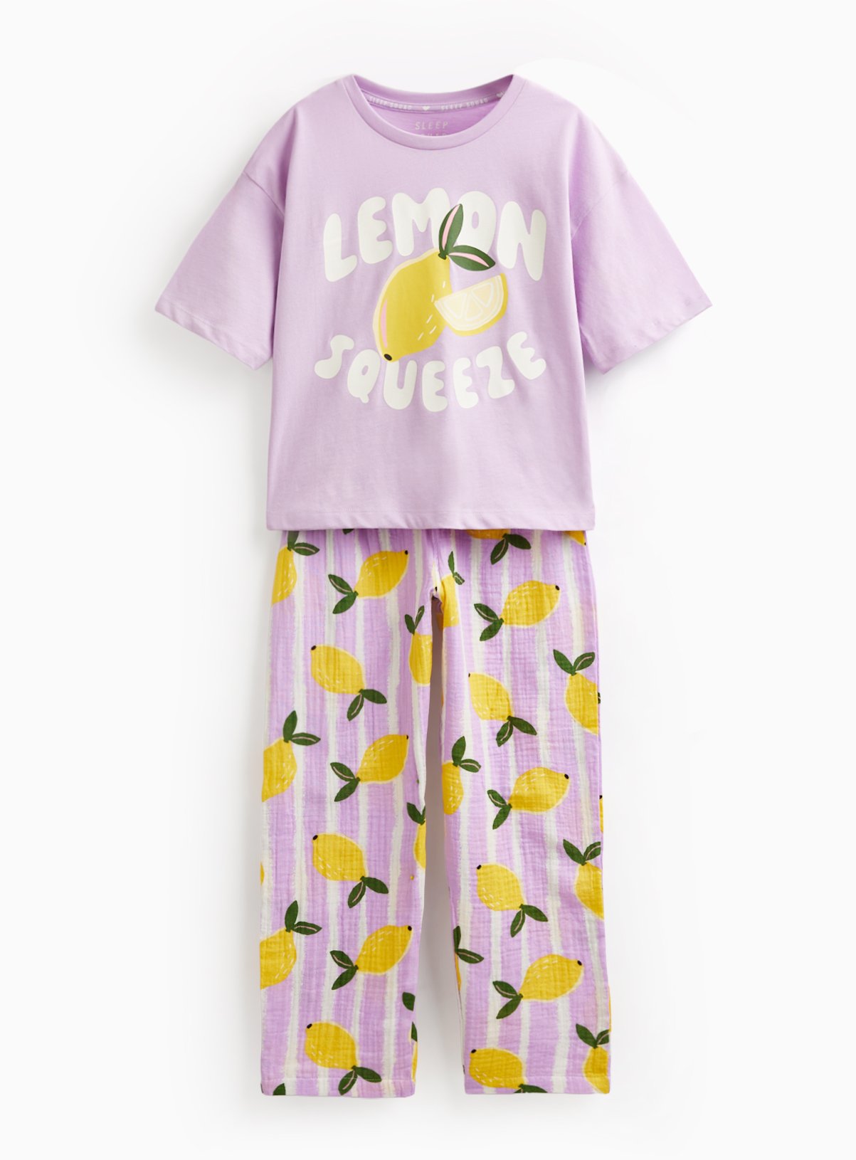 Purple Lemon Print Short Sleeve Pyjamas 