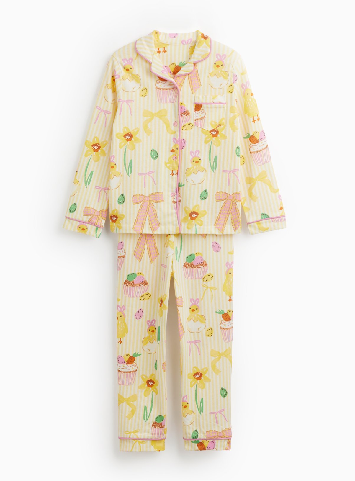 Mini Me Yellow Stripe Easter Print Traditional Pyjamas 