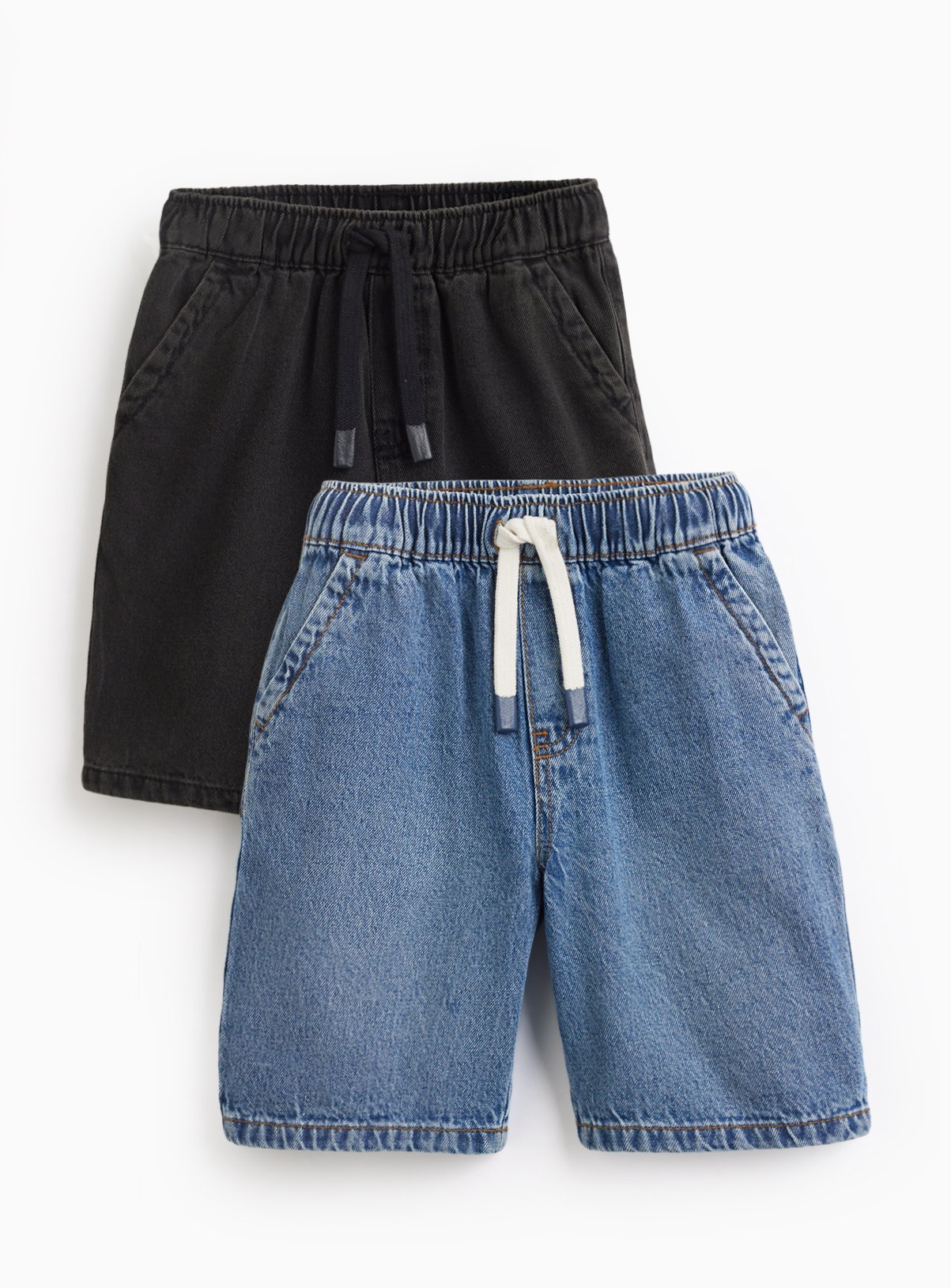 Blue & Black Denim Pull On Shorts 2 Pack 