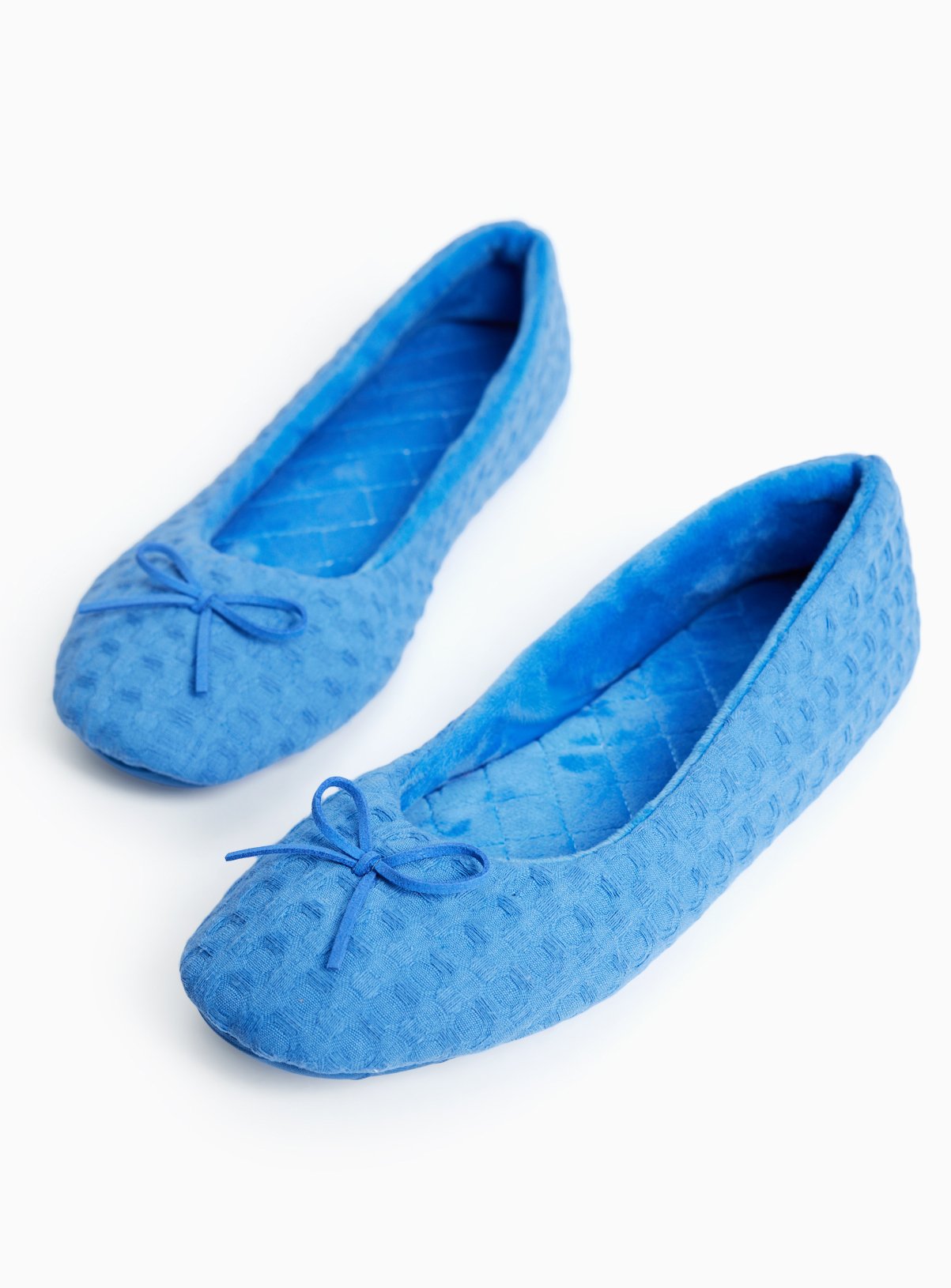 Blue Textured Ballerina Slippers 
