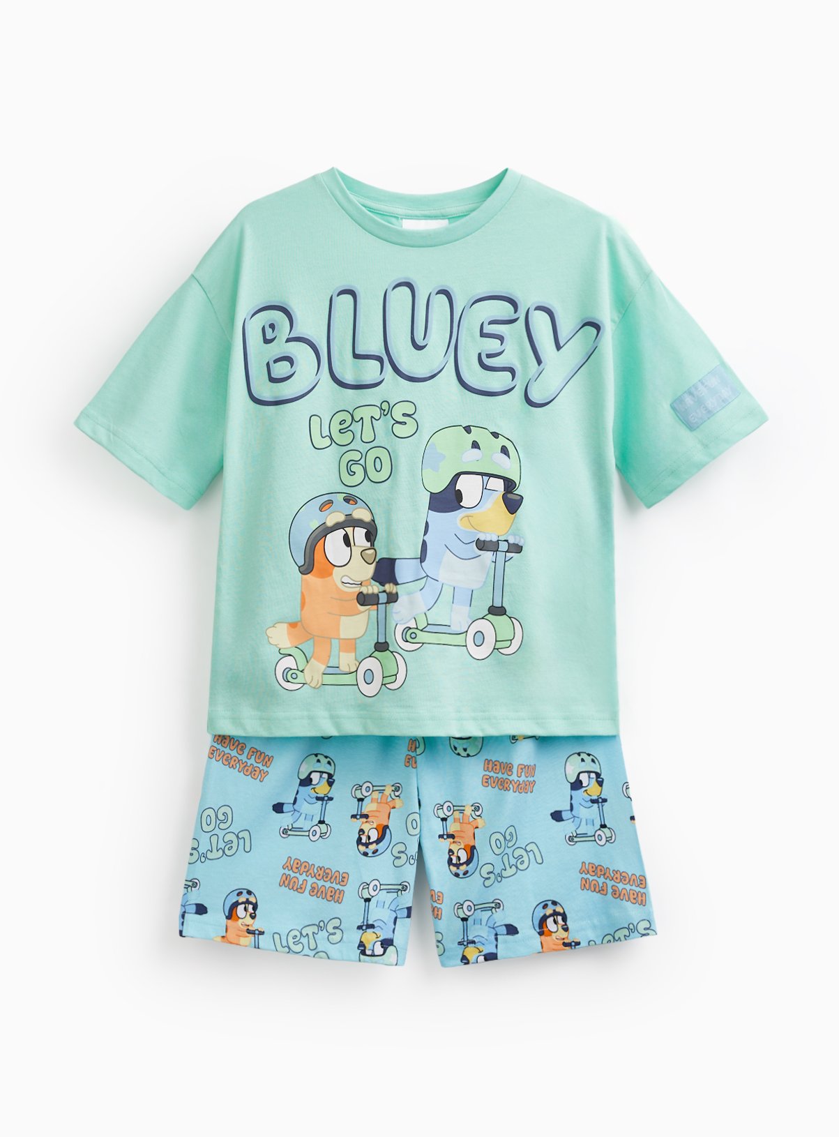 Green Bluey Print Shortie Pyjamas 
