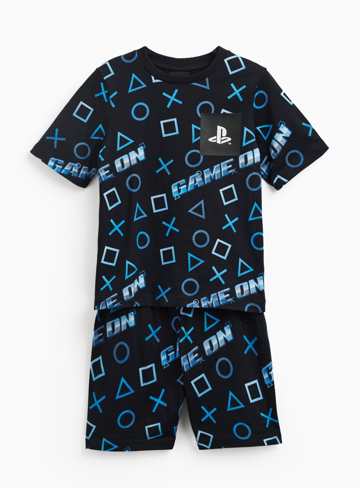 Black PlayStation Print Shortie Pyjamas