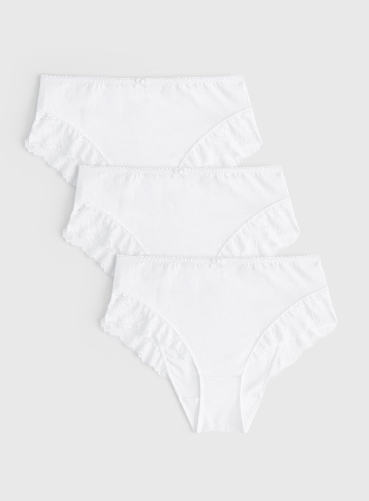 Cottonform™ White Lace Full Knickers 3 Pack 14