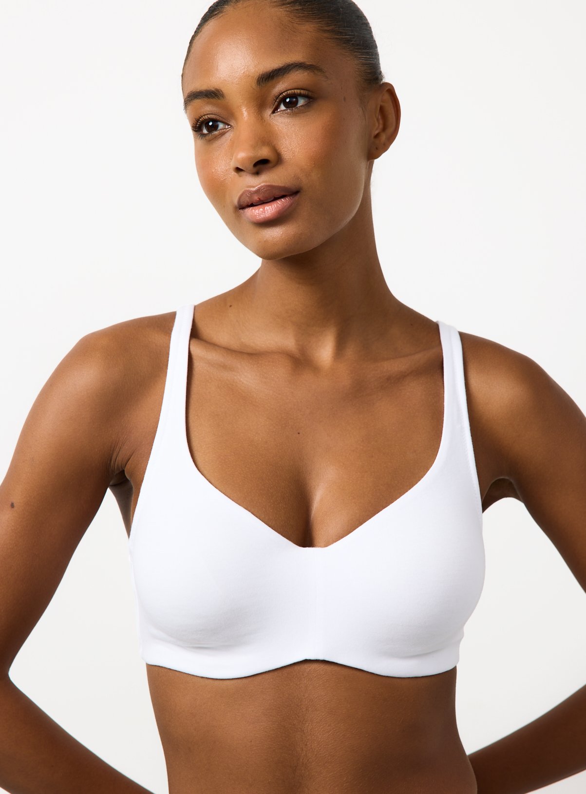 Cottonform™ White Hidden Wire Square Neck Bra