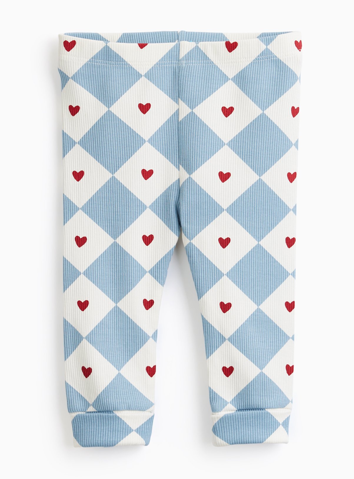 Blue Checkerboard Heart Print Leggings 