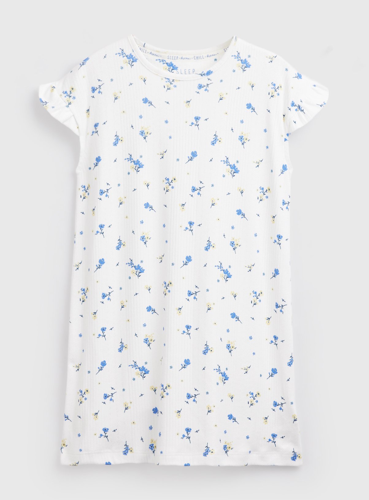 White Floral Print Frill Sleeve Nightie 5-6 years