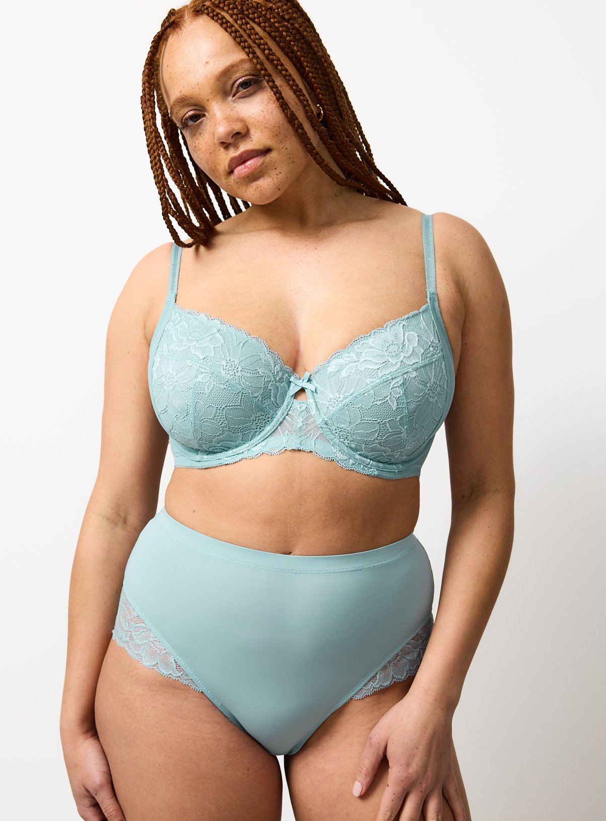 DD+ Green Fleur Lace Full Cup Underwired Bra 42DD