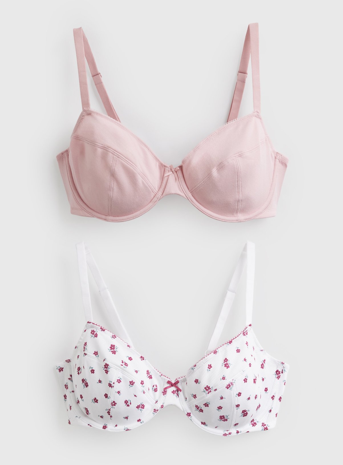 DD+ Pink & Ditsy Floral Print Plunge Bras 2 Pack 42DD