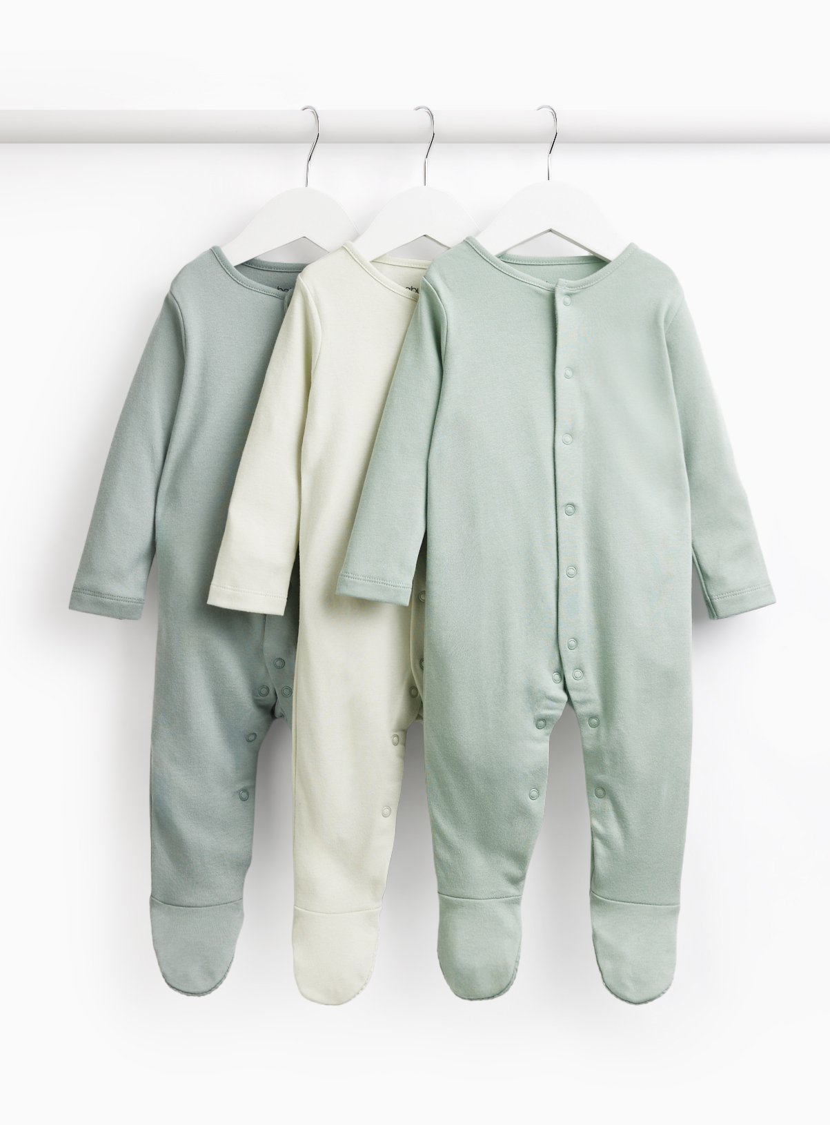 Plain Green Sleepsuits 3 Pack
