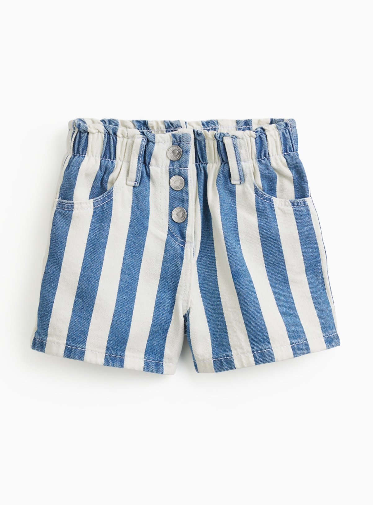 Blue Stripe Denim Paperbag Shorts