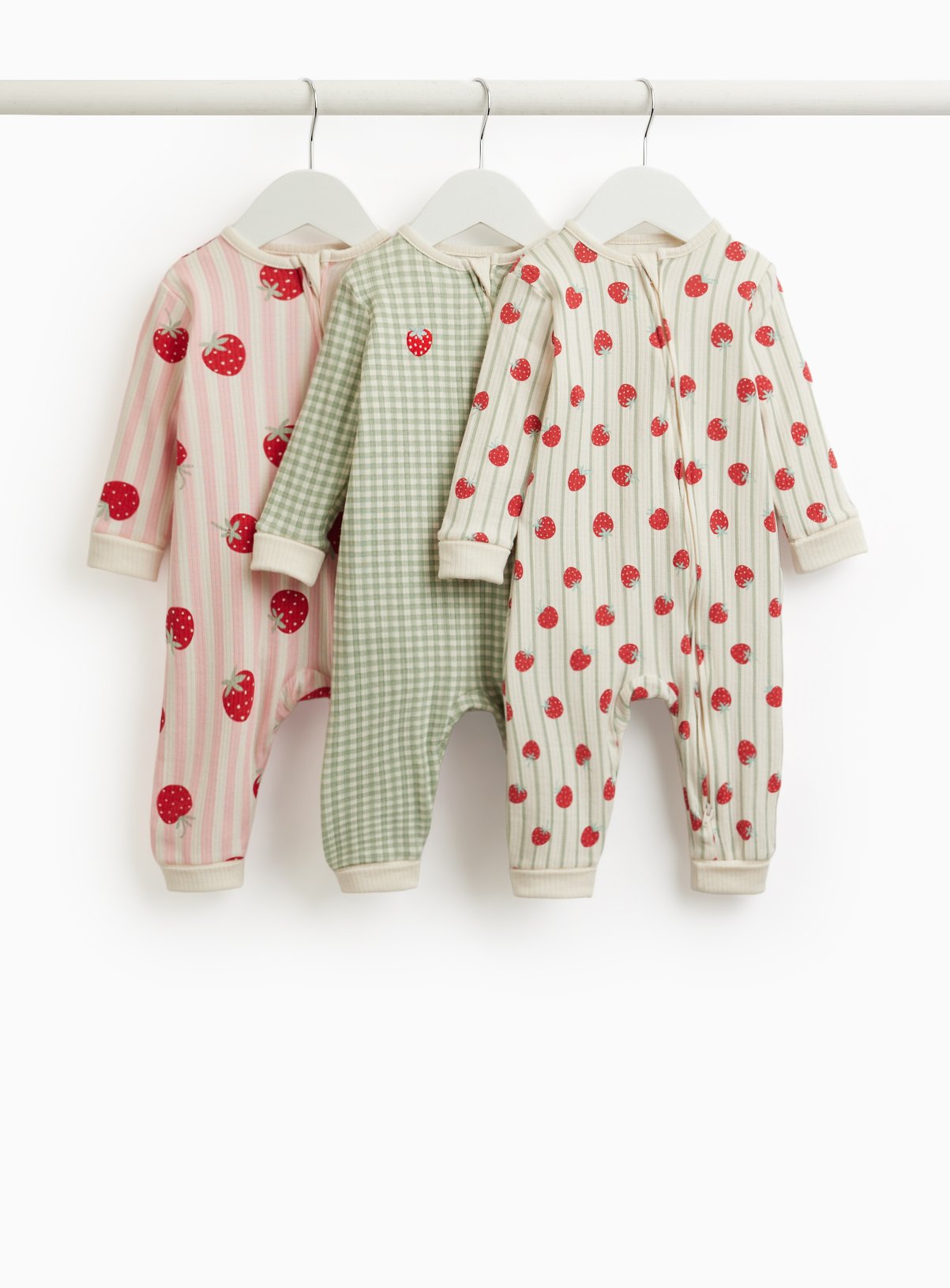 Strawberry Print Sleepsuits 3 Pack 9-12 months