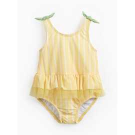 Lemon Stripe Swimsuit with Swim Nappy