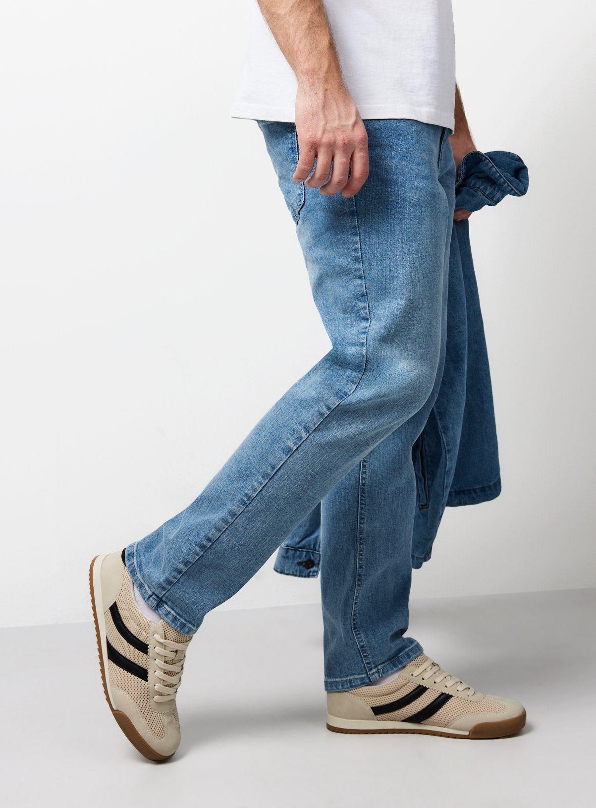 Light Denim Mid Rise Straight Leg Jeans 38S