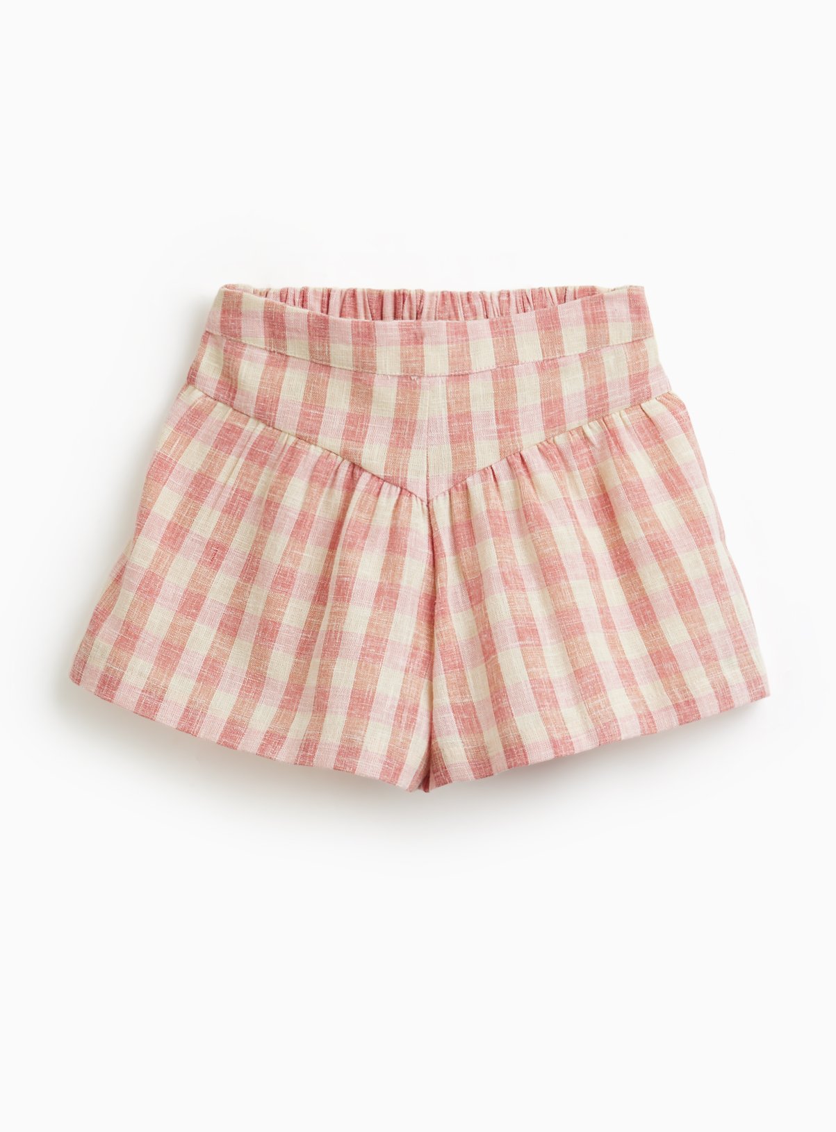 Pink Gingham Woven Shorts 