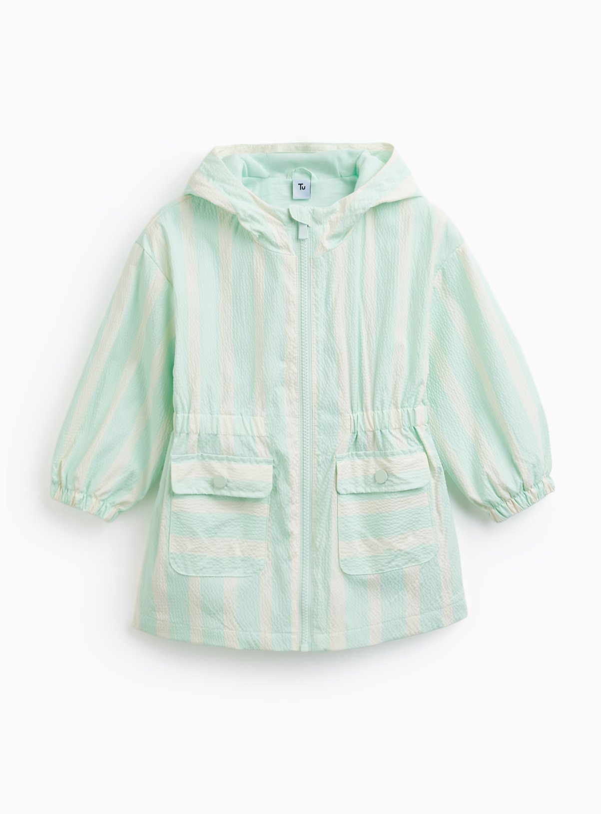 Light Green Seersucker Lightweight Mac 5-6 years