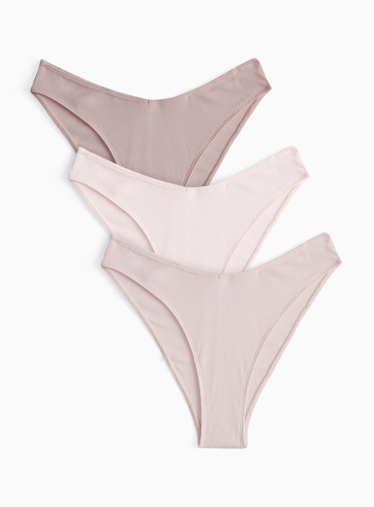 Pink Ribbed Miami Style Knickers 3 Pack 16