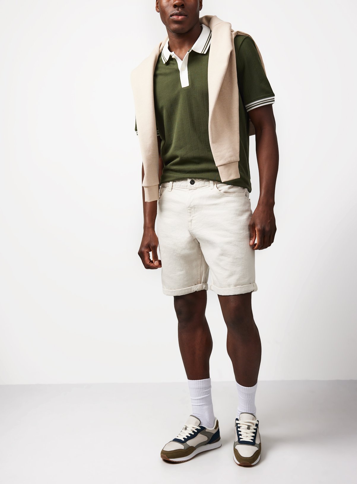 Cream Garment Dye Shorts 34