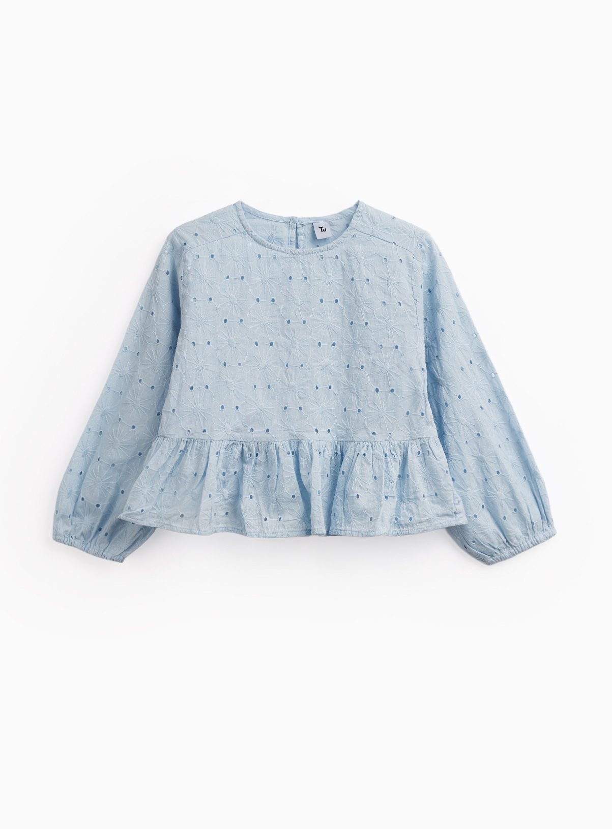 Blue Broderie Peplum Blouse 6 years