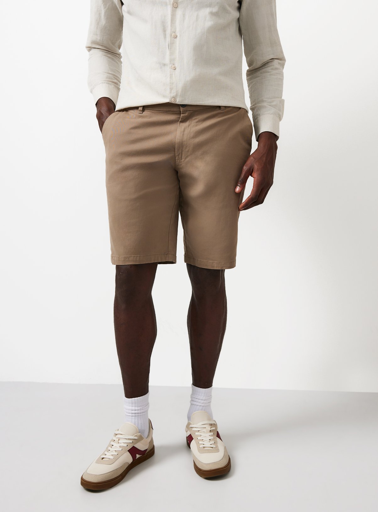 Stone Longer Length Chino Shorts 34