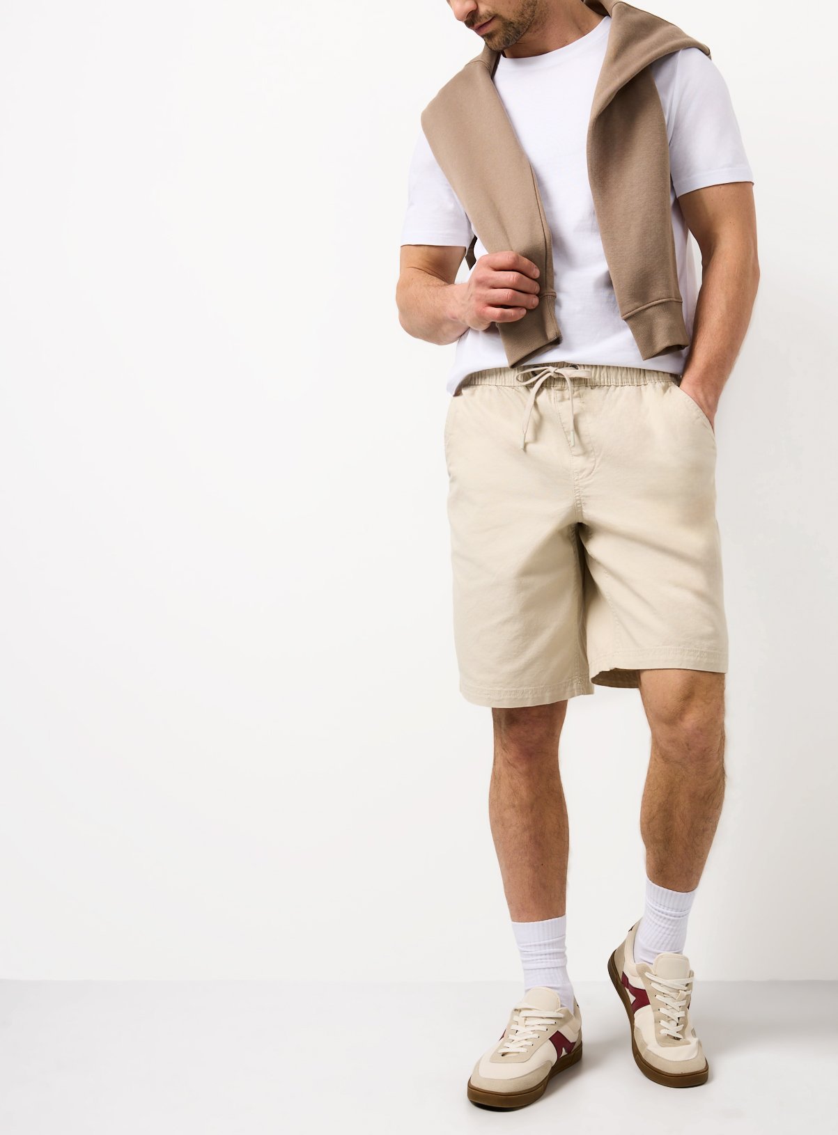 Cream Pull On Cotton Shorts 34