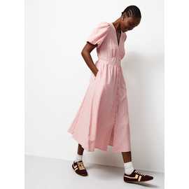 V-Neck Striped Midaxi Tea Dress
