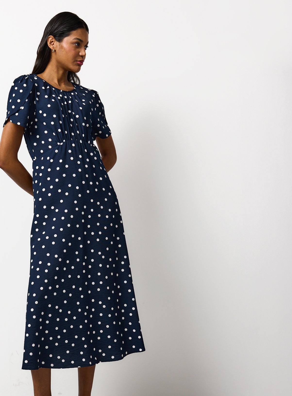 Navy Spot Print Maxi Tea Dress 20